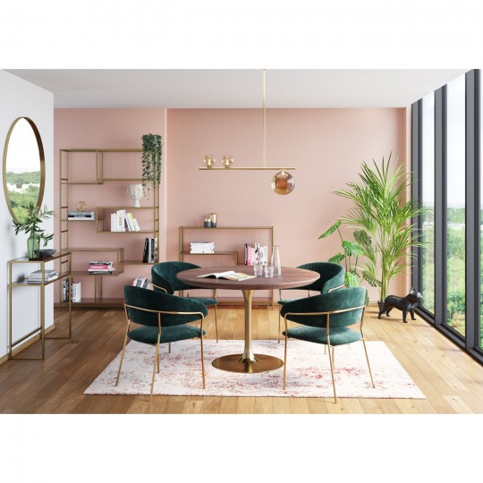 Table Invitation noyer-laiton Ø120cm