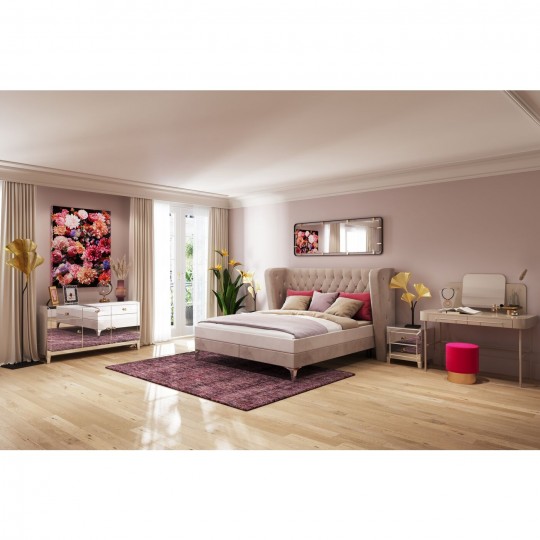 Cama Boxspring Benito Moon Cream 160x200 cm Cama Boxspring Benito Moon Cream 160x200 cm